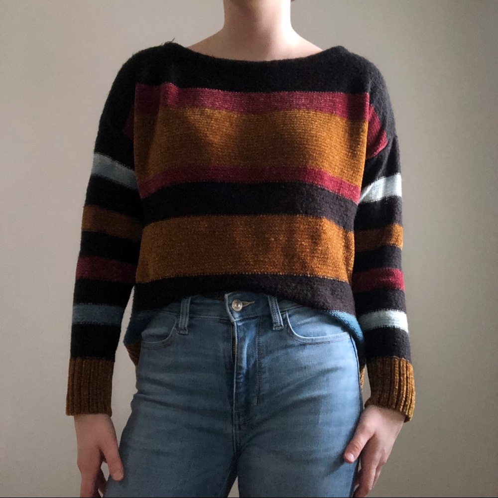 Colorful Striped Velvet Sweater!